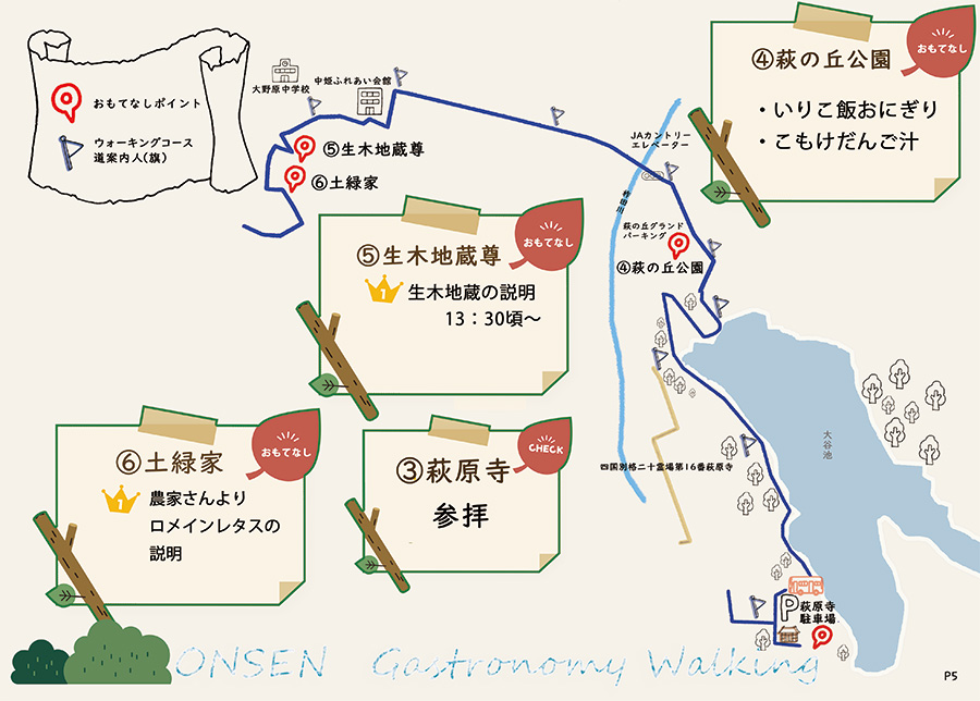 コースマップNo1　③萩原寺～⑥土緑家